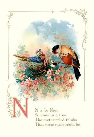 N Is For Nest 28x42 Giclee on Canvas