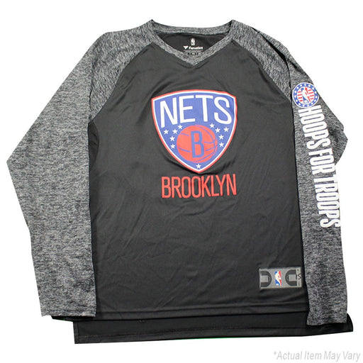 Isaiah Whitehead Brooklyn Nets Game Used #15 Black/Grey Long Sleeve Hoops For Troops Shirt (XL)