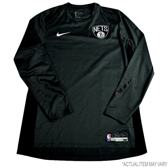 Isaiah Whitehead Brooklyn Nets Game Used #15 Grey/Black Long Sleeve Shooting Shirt (XL)