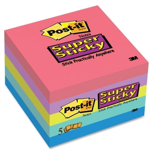 3M Commercial Office Supply Div. Super Sticky Pads,3"x3",5/PK,90/Sheet Pad,Ultra Assorted