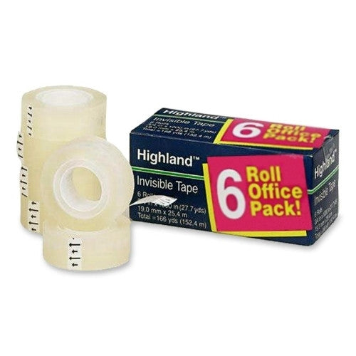 3M Commercial Office Supply Div. Invisible Tape, 1" Core, 3/4"x1000", 6/PK, Clear