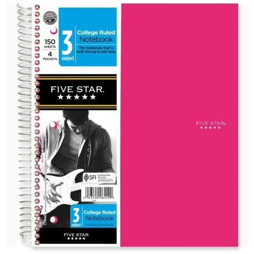 Mead Trend Notebooks, Perforated, 3-Subject, 150/Sht, Assorted