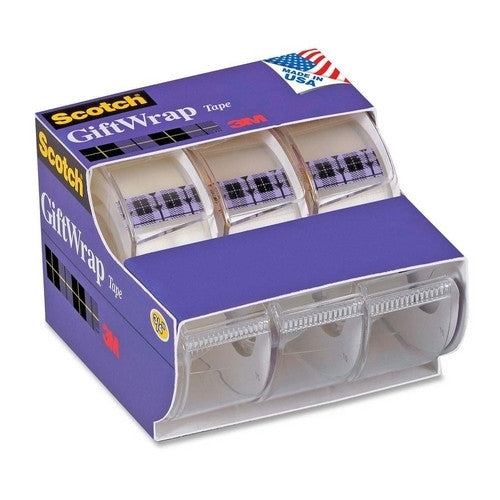 3M Commercial Office Supply Div. GiftWrap Tape, 3/4"x300", 3/PK, Clear