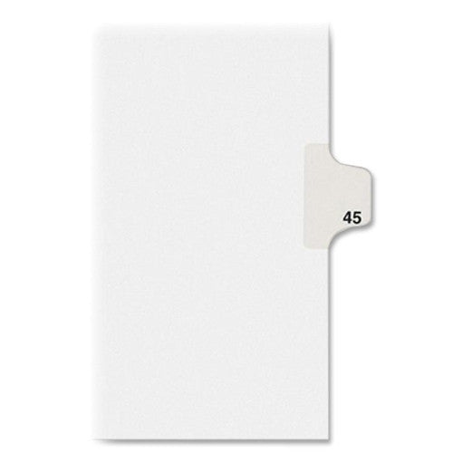 Kleer-Fax, Inc. Index Dividers,Number 45,Side Tab,1/25 Cut,Letter,25/ST,WE