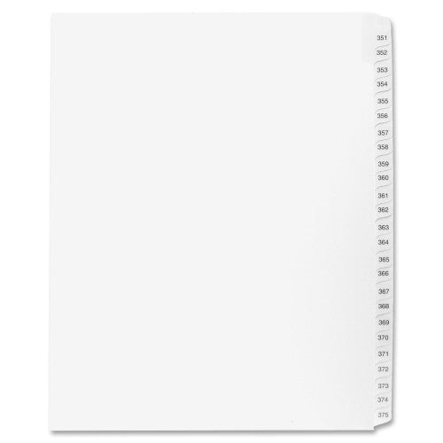 Kleer-Fax, Inc. Index Dividers,"Exhibit 351-375",Side Tabs,1/25 Cut,25/PK,WE