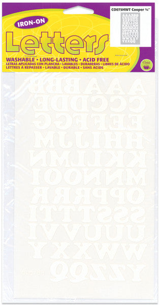 Iron-On Letters 3/4" Cooper-White