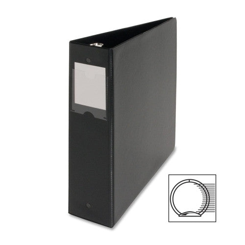 Business Source Round Ring Binder,w/Label Holder,2" Cap.,11"x8-1/2",BK