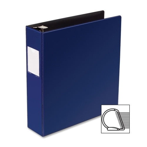 Business Source D-Ring Binder w/Label Holder, Hvy-Dty, 2", Blue