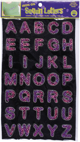 Iron-On Sequin Letters - Block 1"-Hot Pink