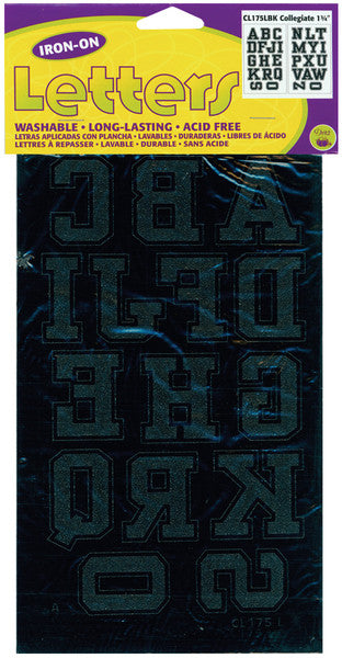 Iron-On Letters 1-3/4" Collegiate-Black