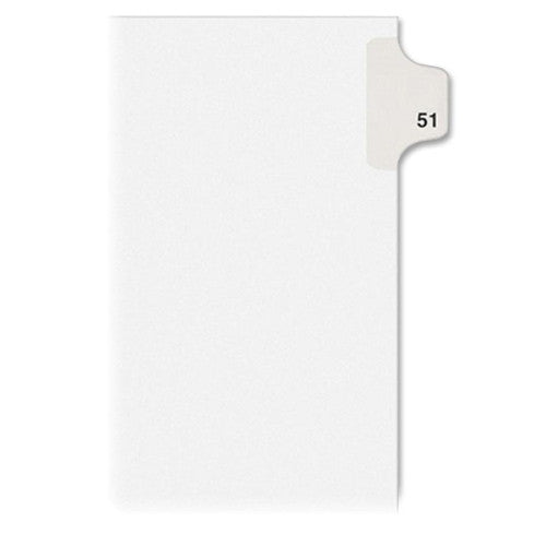 Avery Consumer Products Numeric Divider, "51", Side Tab, 11"x8-1/2", 25/PK, White
