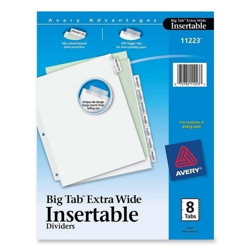 Avery Consumer Products Extra Wide Big Tab Insertable Dividers,11"x9",8-Tab,Clear