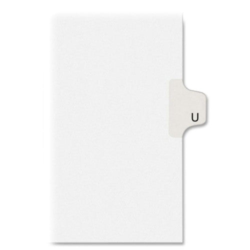 Avery Consumer Products Alphabetical Divider, "U", Side Tab, 8-1/2"x11", 25PK, White