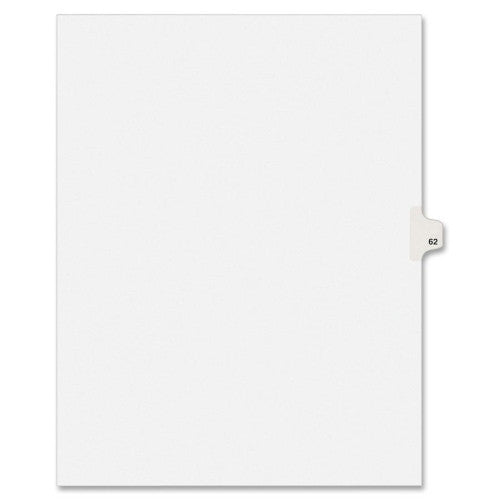 Avery Consumer Products Legal Index, Side Tab 62, 8-1/2"x11", 25/PK, 1/25 Cut