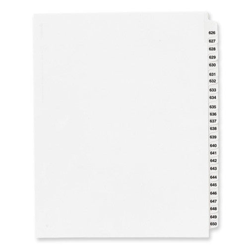 Avery Consumer Products Index Dividers, 626-650, Side Tab, 8-1/2"x11", 25/Set, WE