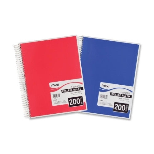 Mead Spiral Notebook,5 Subject,College Ruled,200 Sheet,11"x8-1/2"