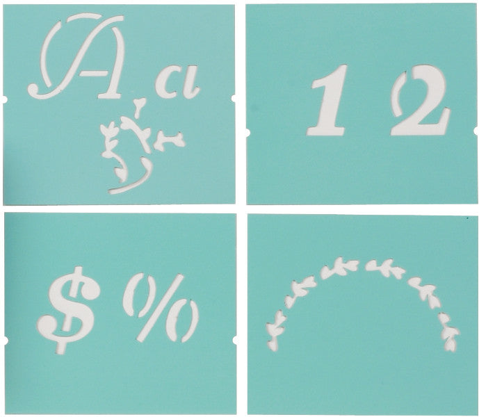 Large Alphabet Stencil, Italic Flourish