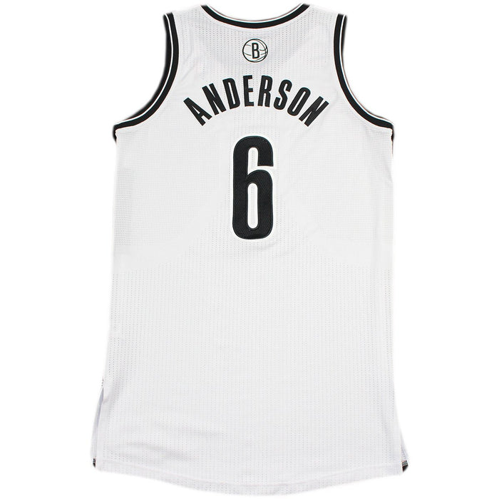 Alan Anderson Jersey - Brooklyn Nets 2014 Playoff Game Used #6 White and Black Jersey (Round 1 - Game 6) (XL) (BKN00657)