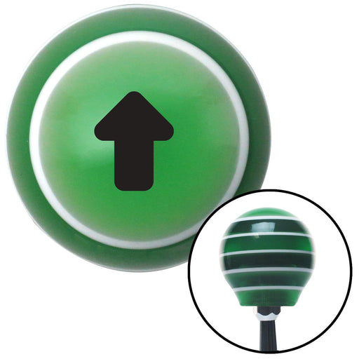 Black Bubble Solid Arrow Up Green Stripe Shift Knob with M16 x 15 Insert