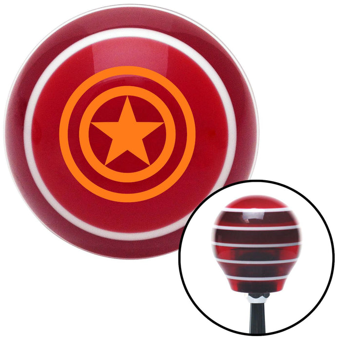 Orange Star Inside Circles Red Stripe Shift Knob with M16 x 15 Insert
