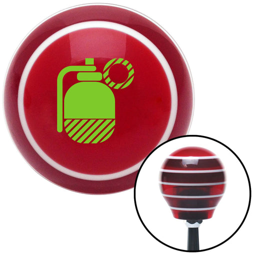 Green Grenade w Pin Red Stripe Shift Knob with M16 x 15 Insert