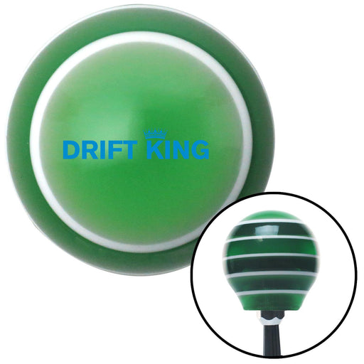 Blue Drift King Green Stripe Shift Knob with M16 x 15 Insert