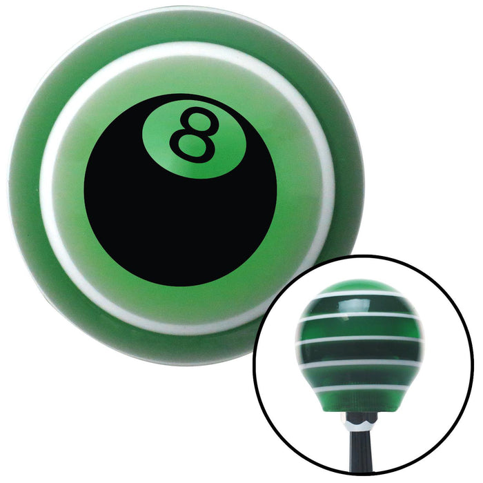 Black 8 Ball 3D Style Green Stripe Shift Knob with M16 x 15 Insert