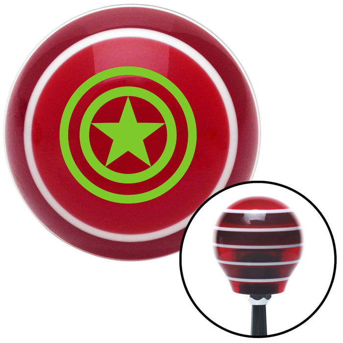 Green Outlined Star Red Stripe Shift Knob with M16 x 15 Insert