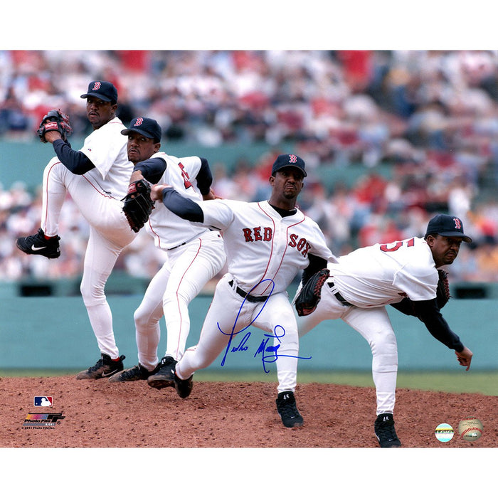 Pedro Martinez Signed Multi Exposure Pitching w Red Sox Uniform 16x20 Photo (LOJO Sports Auth)