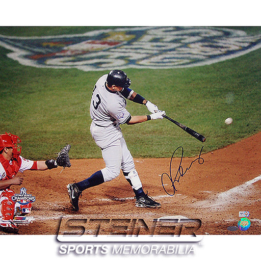 Alex Rodriguez 2009 WS Game 4 Hit Away Jersey Horizontal 16x20 Photo (Signed in Blue) (MLB Auth)