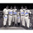 Final Game at Yankee Stadium Perfect Game Battery Mates Signed Metallic BW 16x20 Photo w PG Insc (MLB Auth) (6 Signatures)
