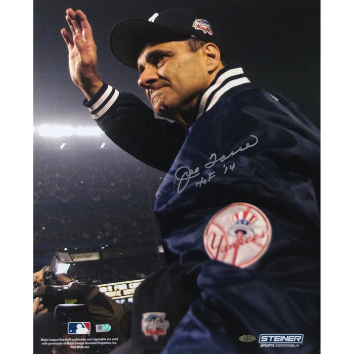 Joe Torre 2000 WS Carry Off Vertical Signed 16x20 Photo w HOF 14 insc (MLB Auth)
