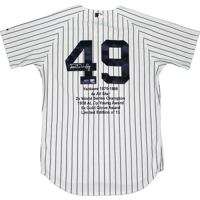 Ron Guidry Signed Authentic Yankees Pinstripe Jersey w Embroidered Stats (LE13)(MLB Auth)