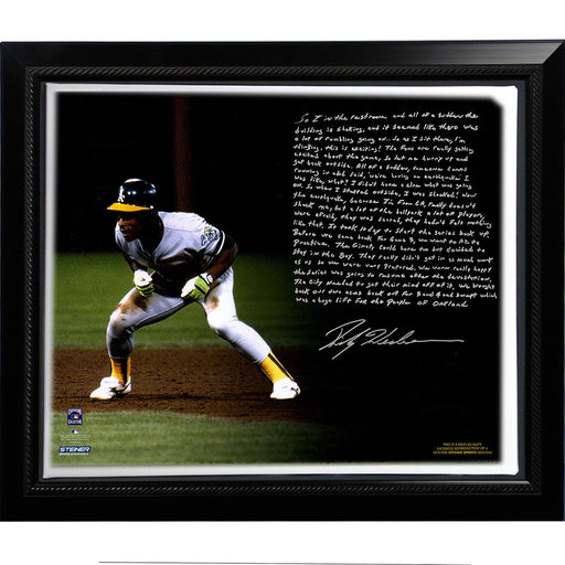 Rickey Henderson Facsimile World Series Earthquake Story Stretched Framed 22x26 Canvas