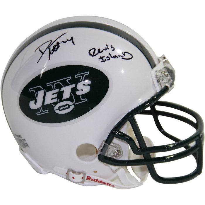 Darrelle Revis Signed Jets Mini Helmet with Revis Island Insc.