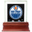 Edmonton Oilers Glass Single Puck Case with Team Logo Background