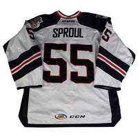 Ryan Sproul #55 White Hartford Wolfpack Game Used 2017-2018 Jersey (Size 56)