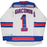 Eddie Giacomin Signed New York Rangers White Premier Reebok Jersey with HOF insc