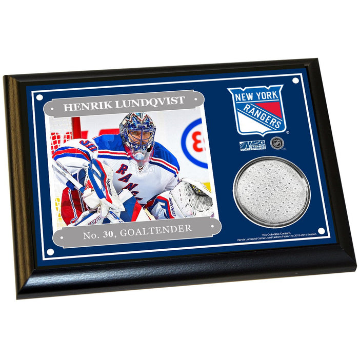 Henrik Lundqvist 4x6 Player Plaque w Game Used Uniform Swatch