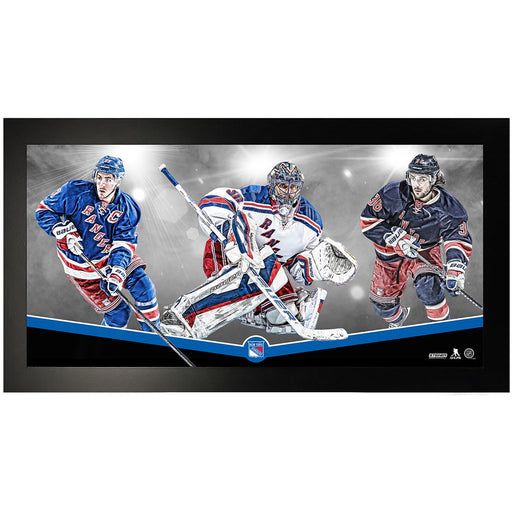 New York Rangers Player Composition 3 Jersey Graphic 10x20 Framed Photo