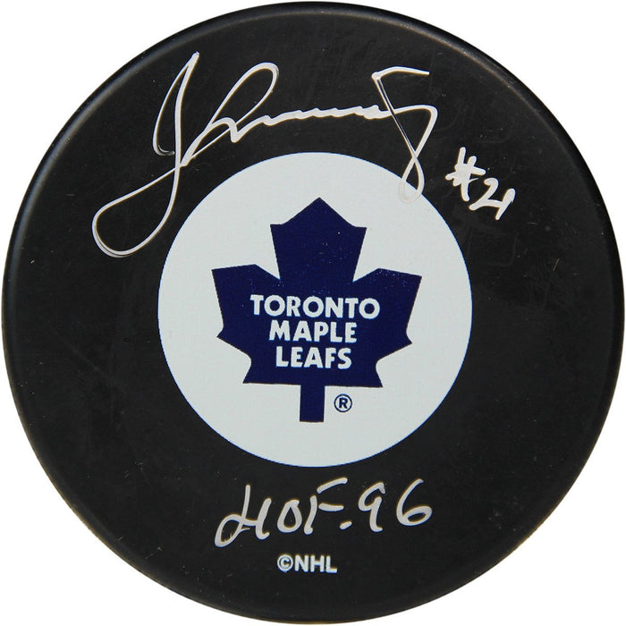 Borje Salming Signed Toronto Maple Leafs Puck w HOF 96 Insc. (Sport Authentix Auth)