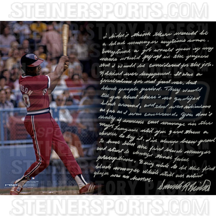 Frank Robinson Signed PlayerManager Homerun 16x20 Story Photo
