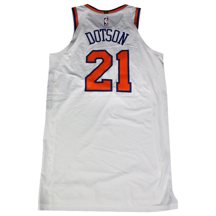 Damyean Dotson # 21 New York Knicks Game Used 2018 White Association Jersey (Worn 10/20/18 vs. Celtics) (Size 48)