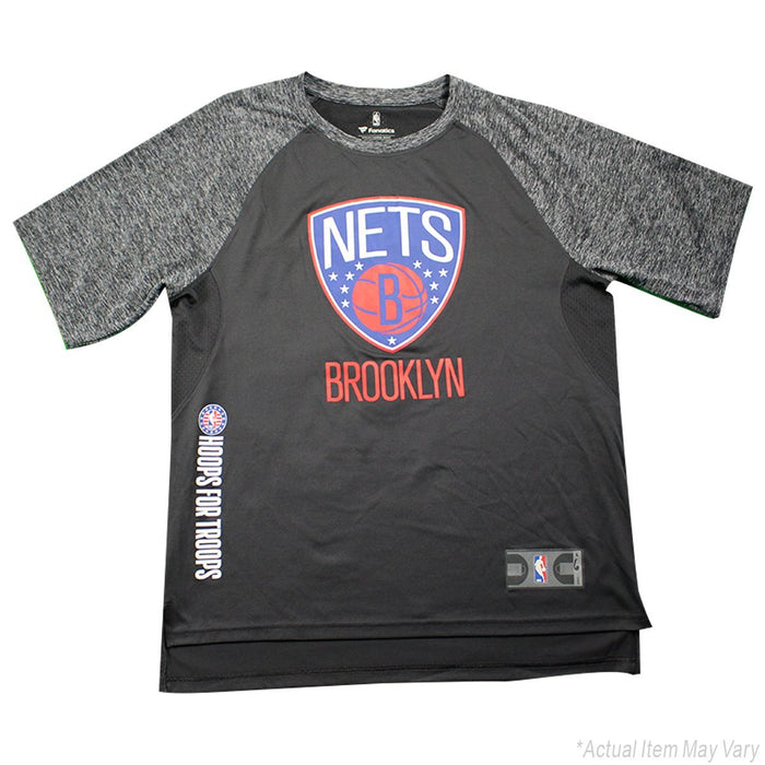 Trevor Booker Brooklyn Nets Game Used #35 Black/Grey Short Sleeve Hoops For Troops Shirt (XLT)