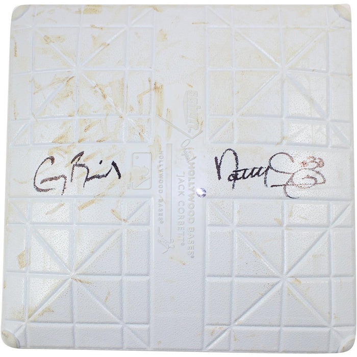 Greg Bird & Nathan Eovaldi Signed Twins at Yankees 8-19-2015 Game Used First Base  (MLB Auth)