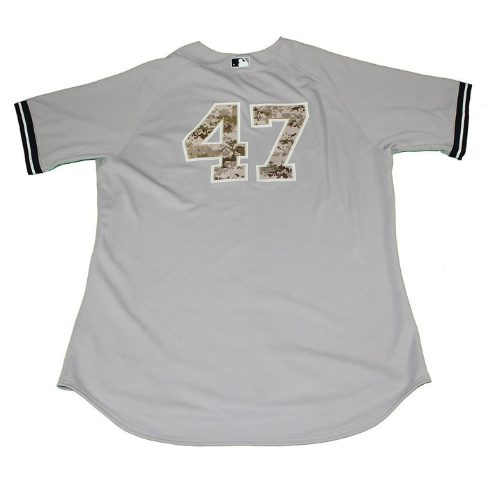 Ivan Nova Jersey- NY Yankees 2015 Team Issued #47 Camo Grey Jersey (10/21/2015) (HZ999386)