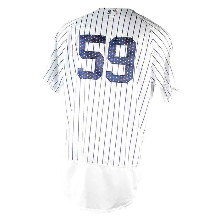 Josh Bard New York Yankees 2018 Home Game Used  #59 Pinstripe Jersey (4th Of July) (7/4/2018) (JC052539)