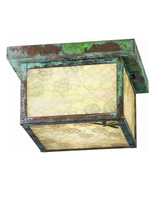 10 Inch Sq Hyde Park Lotus Leaf And Dragonfly Flushmount