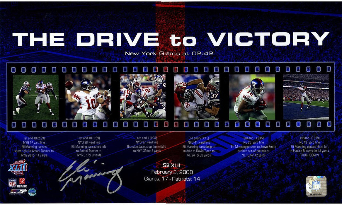 Eli Manning Signed Giants The Drive to Victory Filmstrip Collage 10x17 Photo
