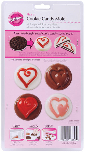8 Cavity Cookie Candy Mold Hearts - 2 Designs
